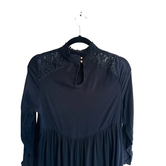 2/$30 NWT Boho Black Dress L With Embroidered Floral Details & Lace Trim - Picture 7 of 15